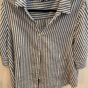 J Crew women’s blouse, black and white stripe